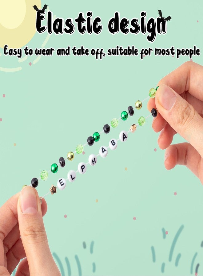 DJianrang 6Pcs Witch Friendship Bracelets, Pink Green Color with Letters Bead String Elasticity Bracelet, Women Girls Friend Jewelry Accessories Gift for Magic Movie Theme Fans Party Halloween Wedding - Image 3
